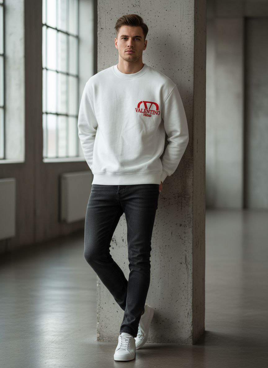 دورس یقه گرد سه‌ نخ پنبه داخل کرک رنگ سفید